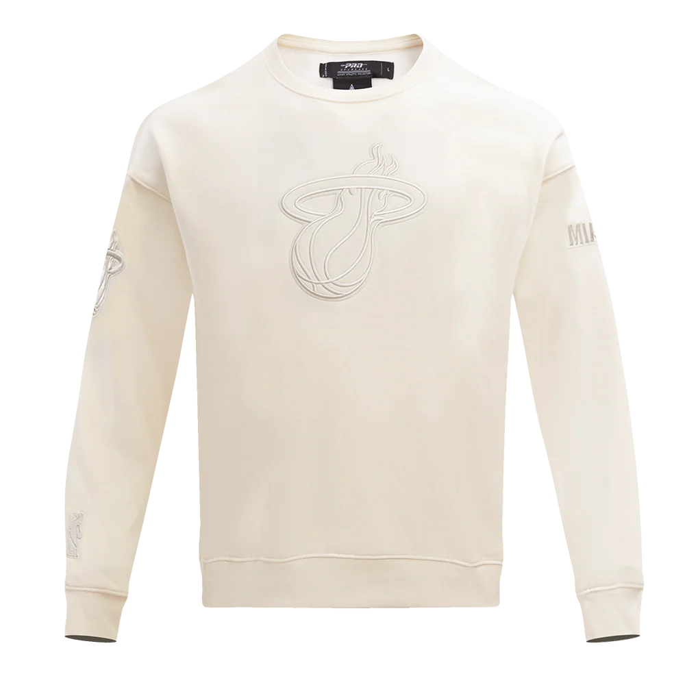 NBA MIAMI HEAT NEUTRAL DROP SHOULDER FLEECE CREWNECK