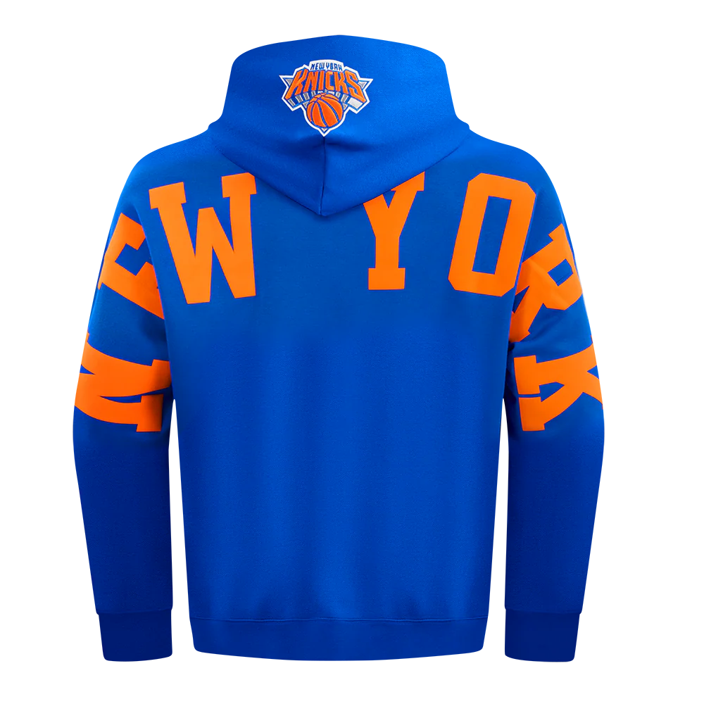 NBA NEW YORK KNICKS WINGSPAN MEN'S DROP SHOULDER FLEECE PULLOVER HOODIE