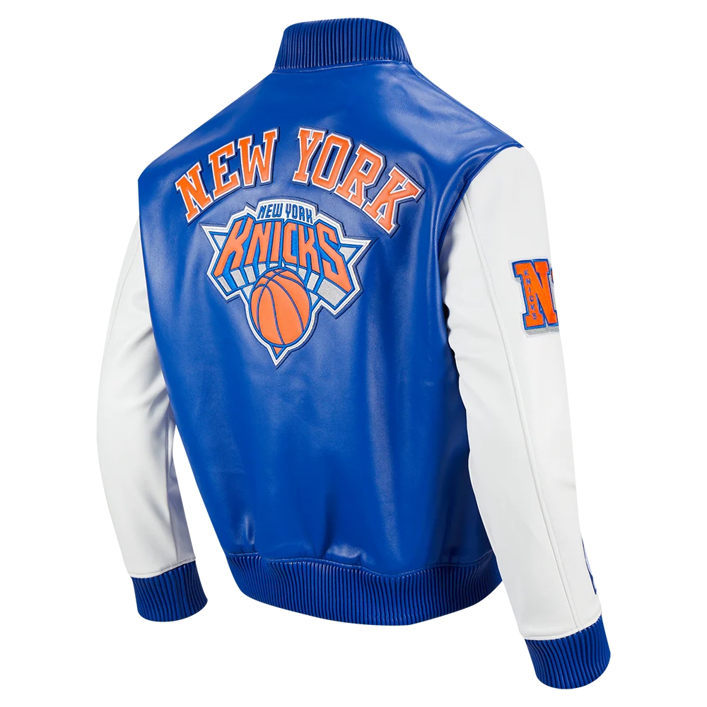 NBA NEW YORK KNICKS CITY SIGNATURE MEN'S LEATHER VARSITY JACKET