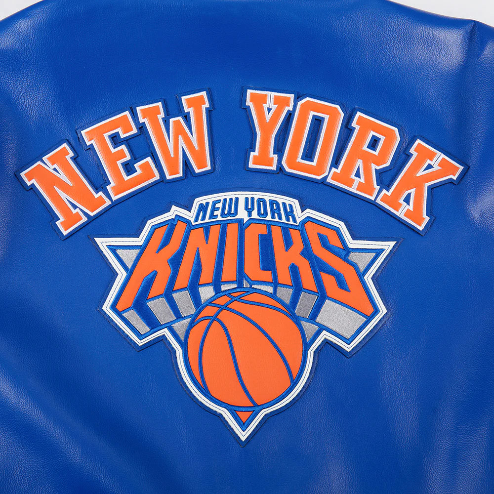 NBA NEW YORK KNICKS CITY SIGNATURE MEN'S LEATHER VARSITY JACKET