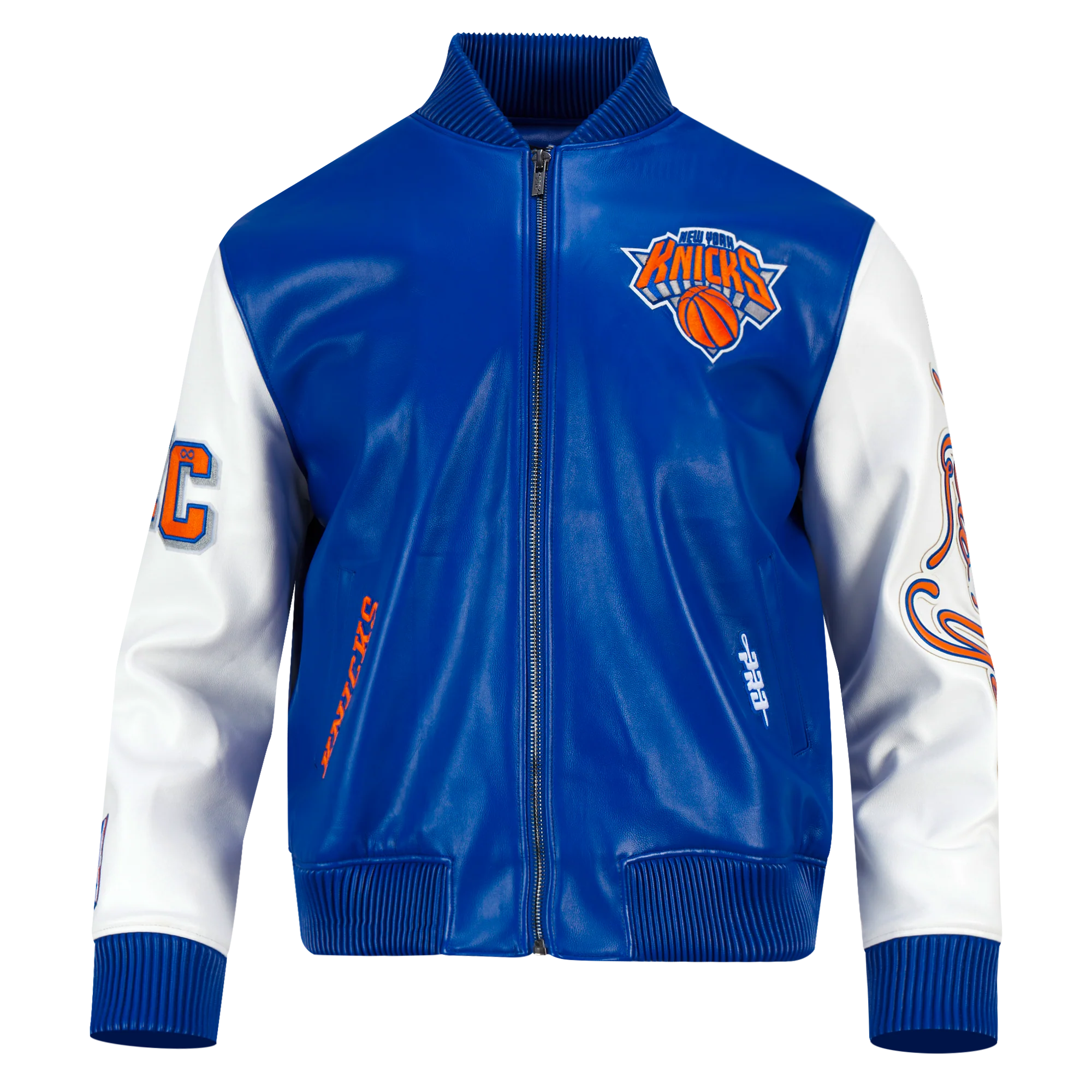 NBA NEW YORK KNICKS CITY SIGNATURE MEN'S LEATHER VARSITY JACKET