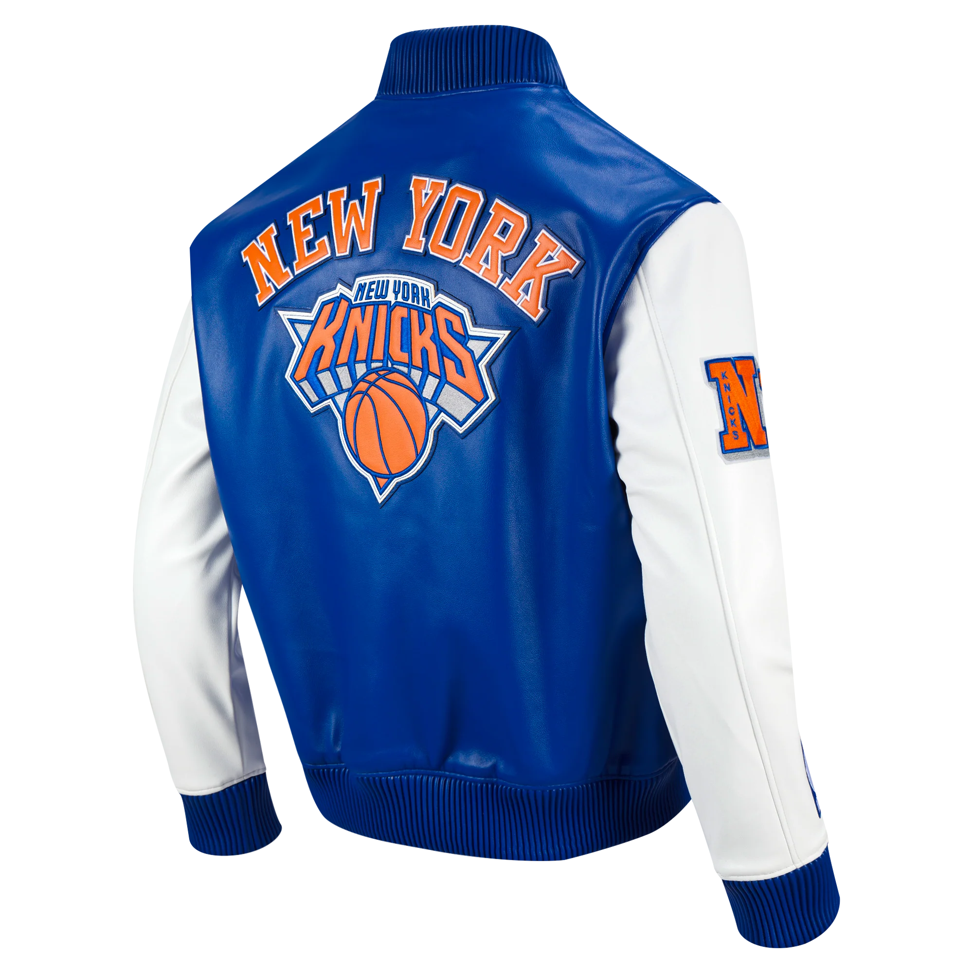 NBA NEW YORK KNICKS CITY SIGNATURE MEN'S LEATHER VARSITY JACKET