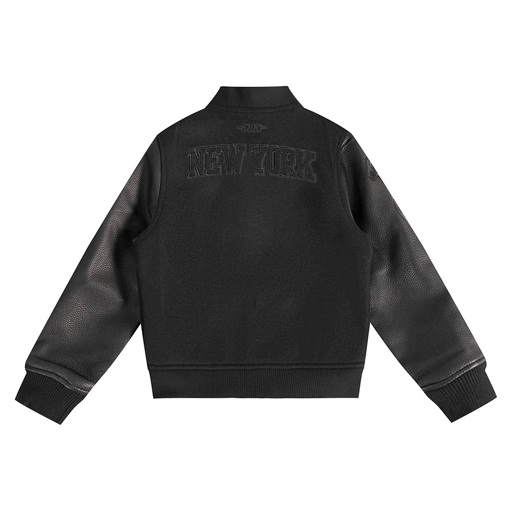 NBA NEW YORK KNICKS TRIPLE BLACK LITTLE BOYS WOOL VARSITY JACKET