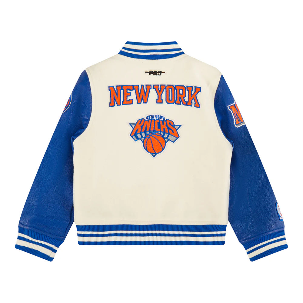 NBA NEW YORK KNICKS RETRO CLASSIC LITTLE BOYS RIB WOOL VARSITY JACKET