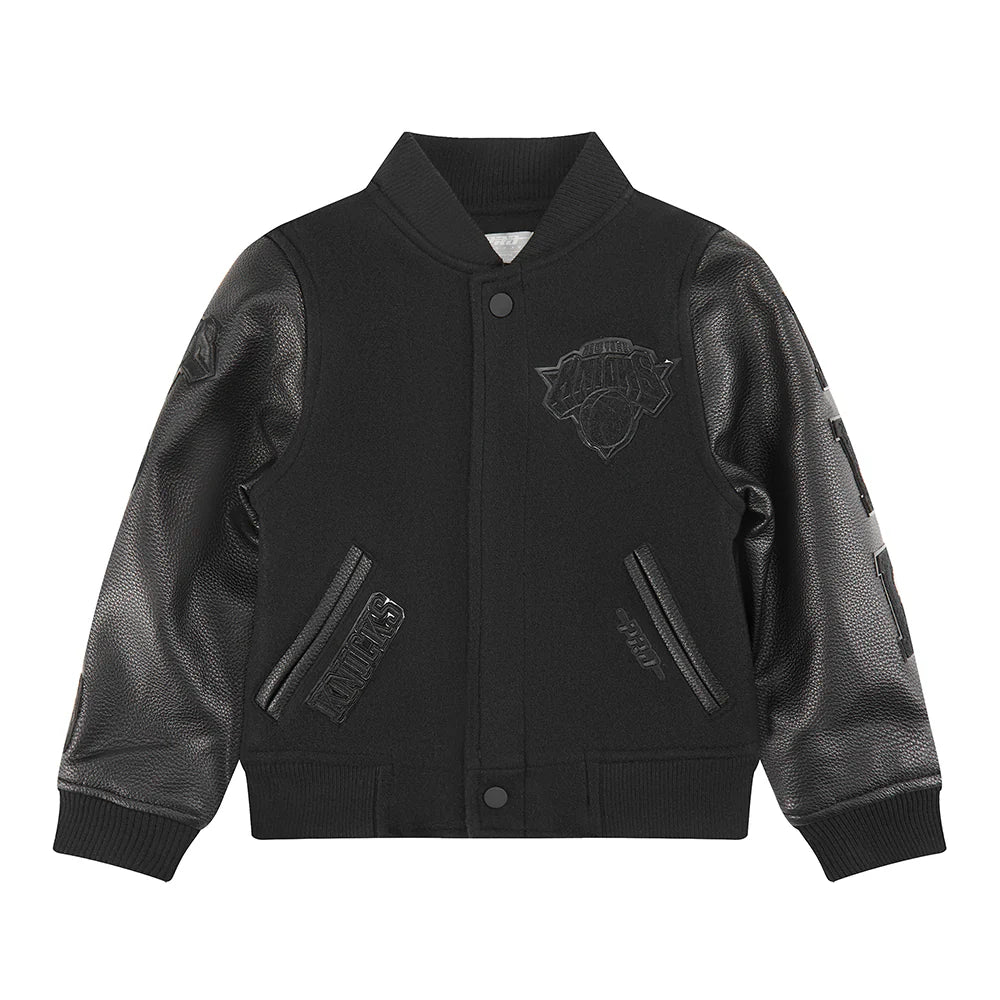 NBA NEW YORK KNICKS TRIPLE BLACK TODDLER BOYS WOOL VARSITY JACKET