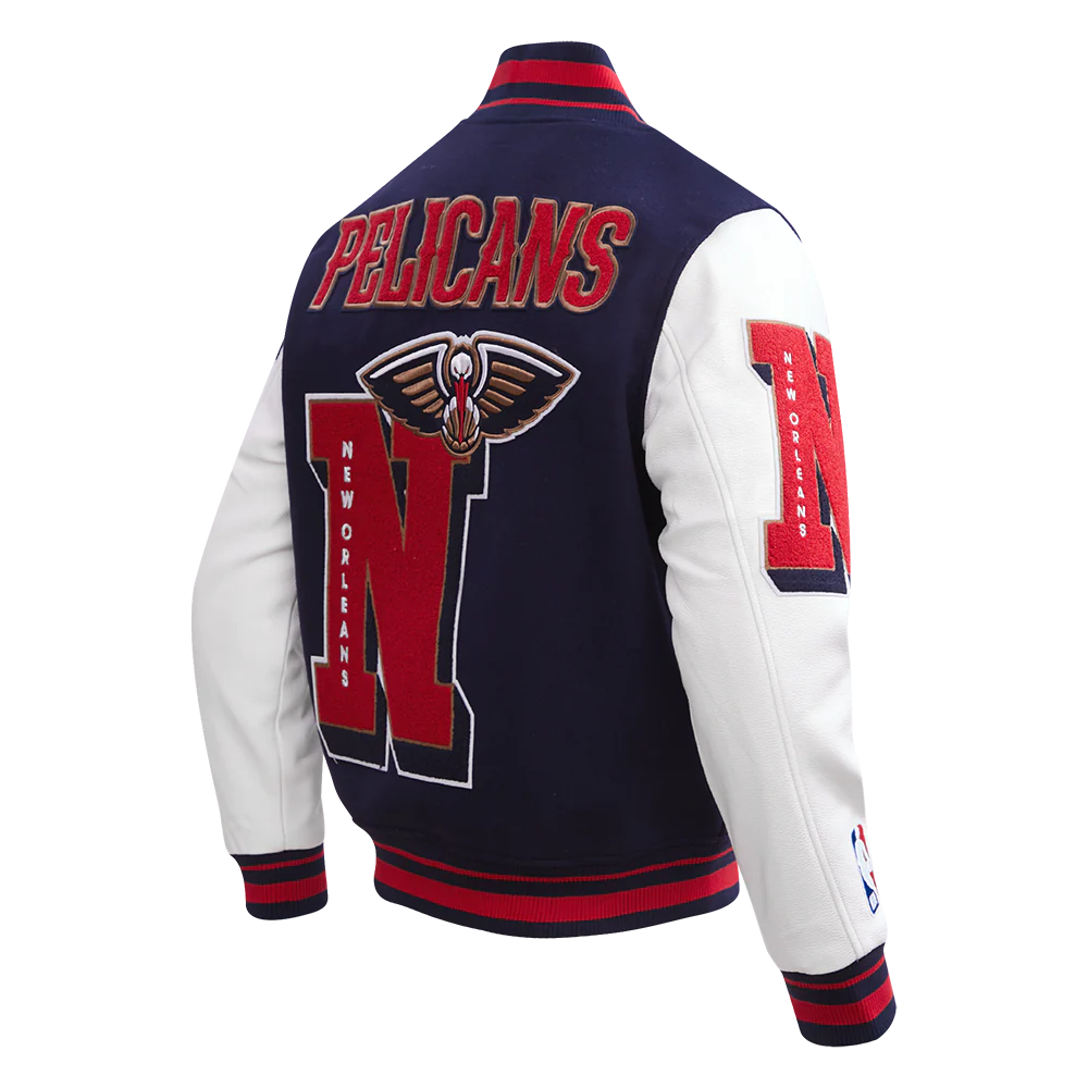 NBA NEW ORLEANS PELICANS MASHUP MEN'S RIB WOOL VARSITY JACKET