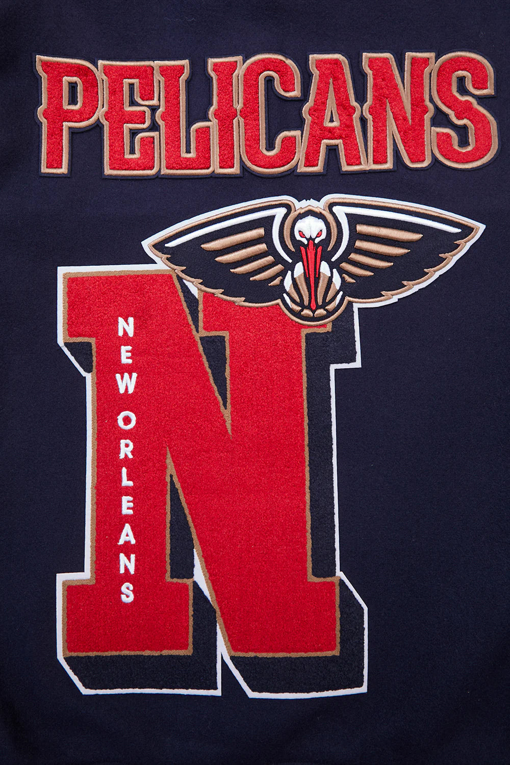 NBA NEW ORLEANS PELICANS MASHUP MEN'S RIB WOOL VARSITY JACKET