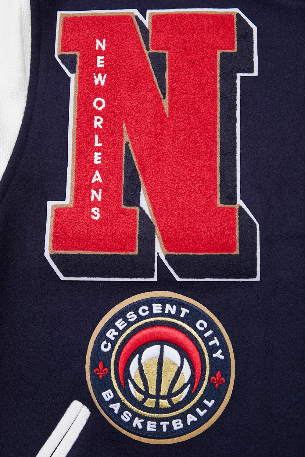 NBA NEW ORLEANS PELICANS MASHUP MEN'S RIB WOOL VARSITY JACKET