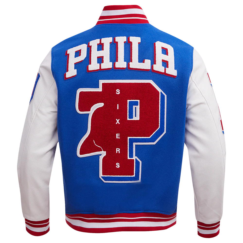 NBA PHILADELPHIA 76ERS MASHUP MEN'S RIB WOOL VARSITY JACKET