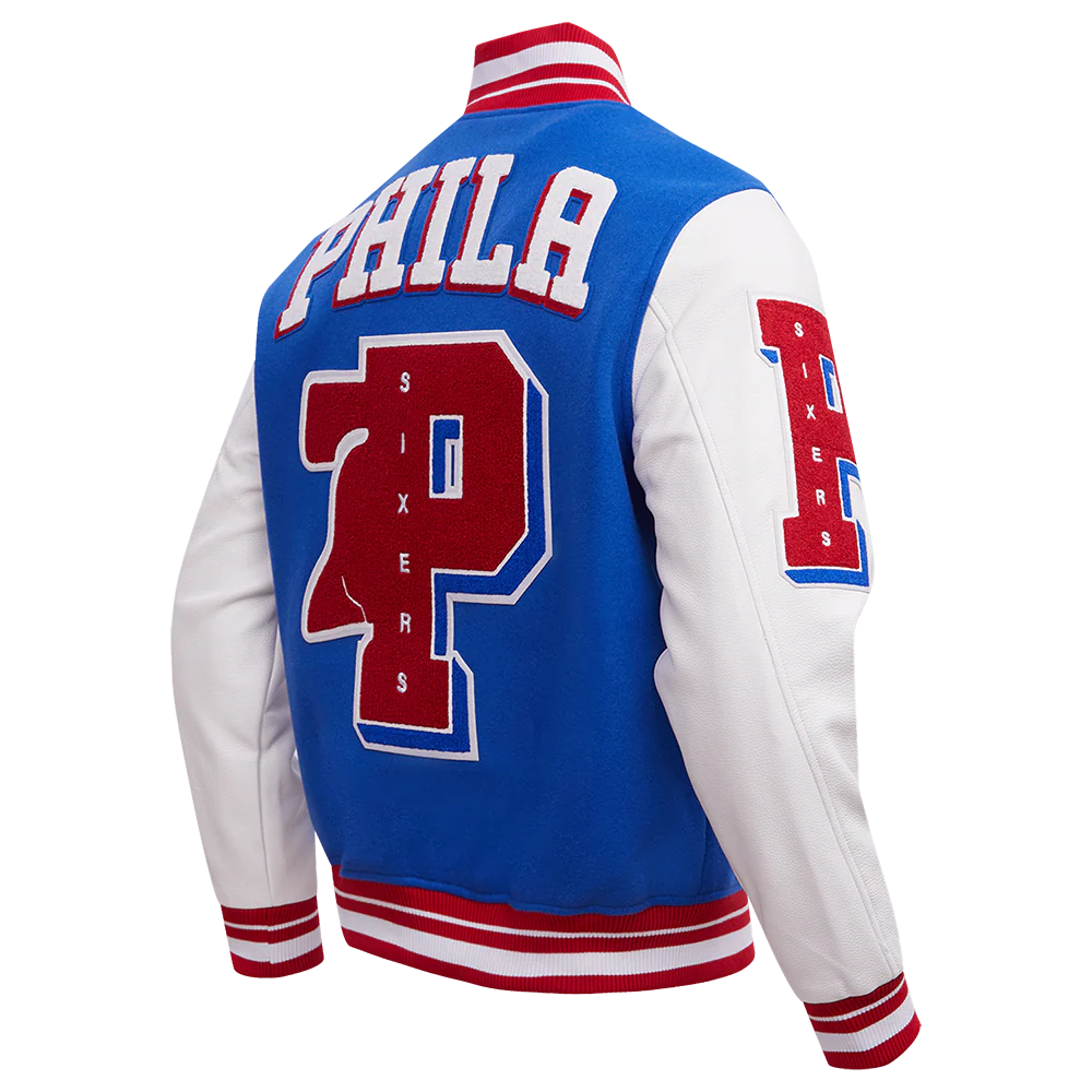 NBA PHILADELPHIA 76ERS MASHUP MEN'S RIB WOOL VARSITY JACKET