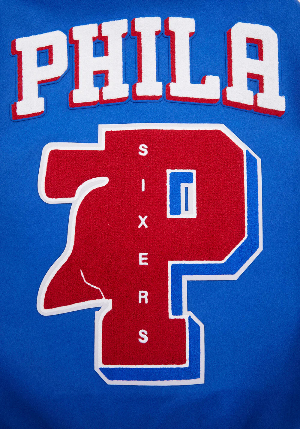 NBA PHILADELPHIA 76ERS MASHUP MEN'S RIB WOOL VARSITY JACKET