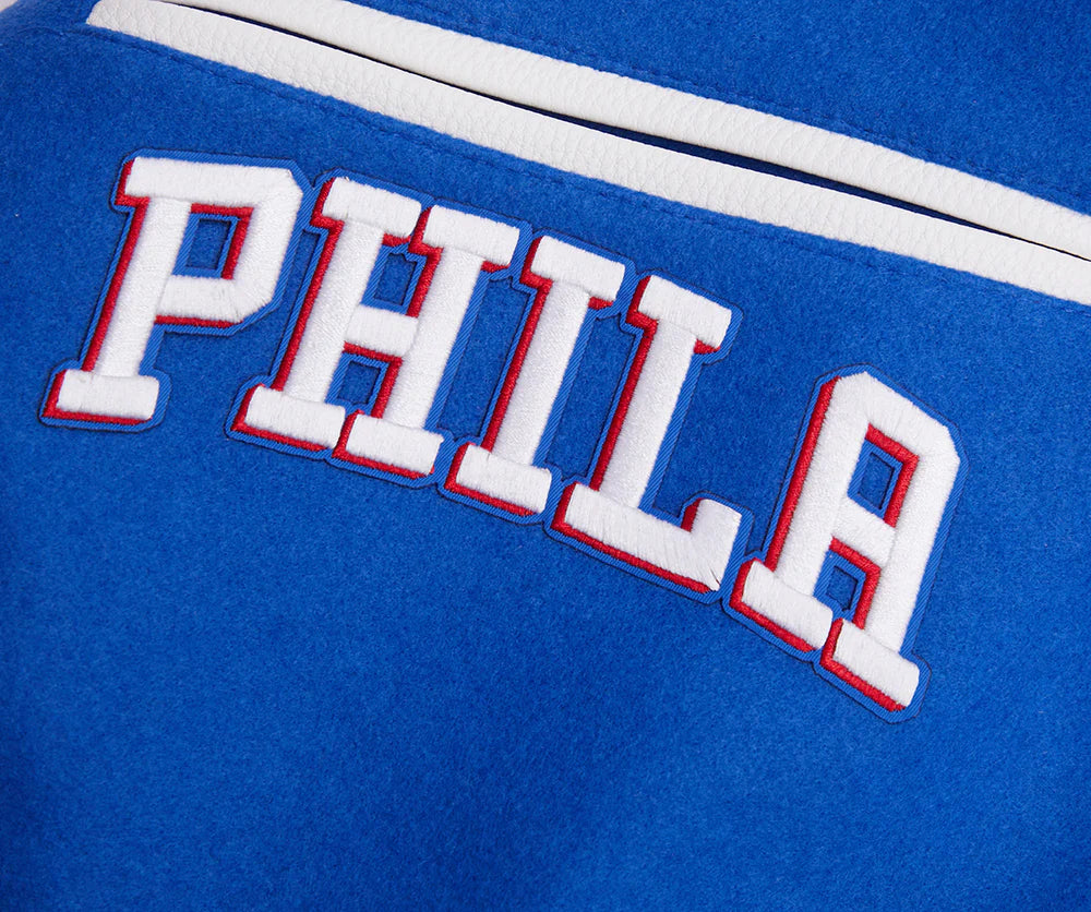 NBA PHILADELPHIA 76ERS MASHUP MEN'S RIB WOOL VARSITY JACKET