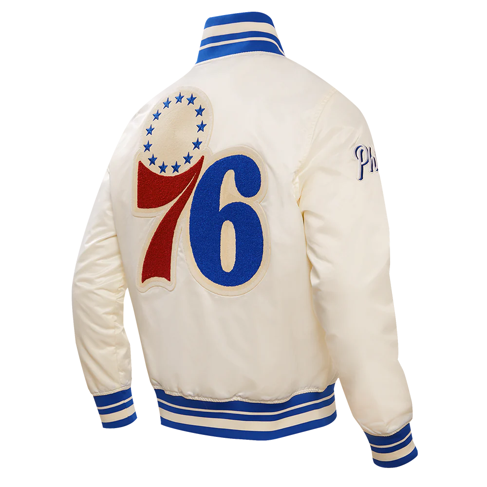 NBA PHILADELPHIA 76ERS RETRO CLASSIC MEN'S RIB SATIN JACKET