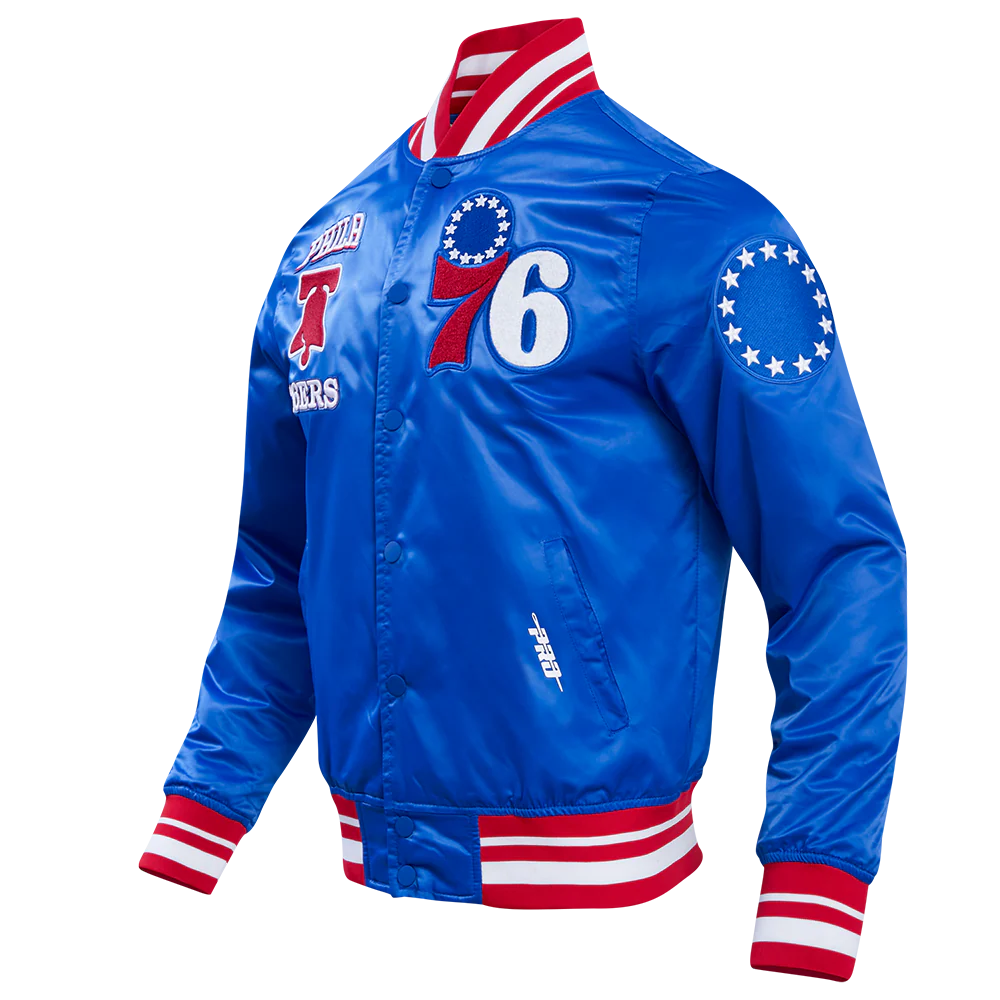 NBA PHILADELPHIA 76ERS RETRO CLASSIC MEN'S RIB SATIN JACKET