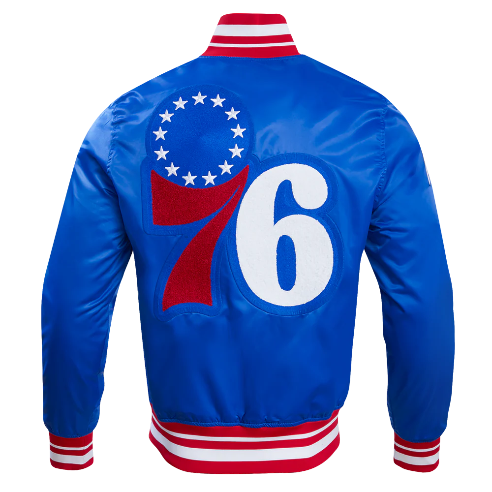 NBA PHILADELPHIA 76ERS RETRO CLASSIC MEN'S RIB SATIN JACKET