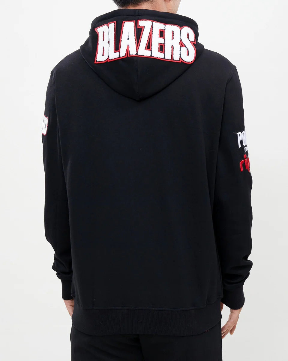 NBA PORTLAND TRAIL BLAZERS CLASSIC CHENILLE MEN'S FULL ZIP PULLOVER HOODIE