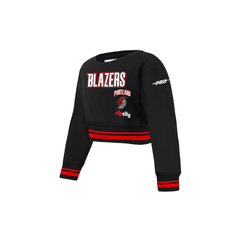 NBA PORTLAND TRAIL BLAZERS RETRO CLASSIC TODDLER GIRLS RIB FLEECE CREWNECK