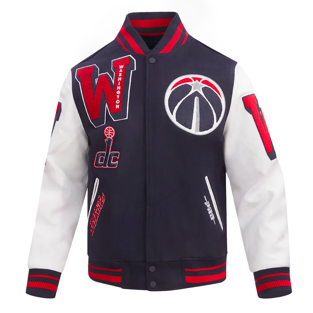 NBA WASHINGTON WIZARDS MASHUP MEN'S RIB WOOL VARSITY JACKET