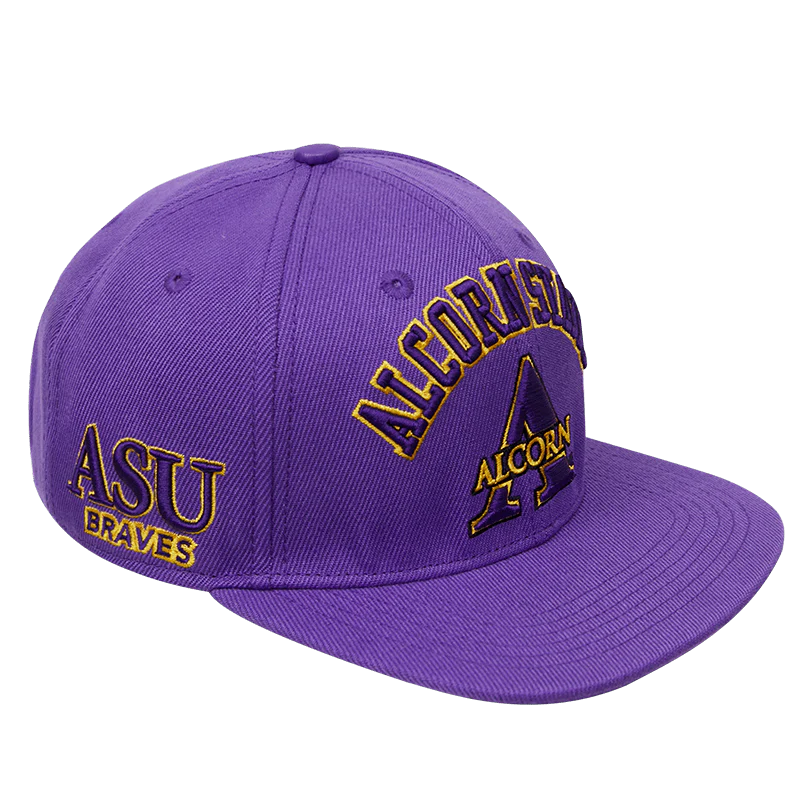ALCORN STATE UNIVERSITY STACKED LOGO WOOL SNAPBACK HAT