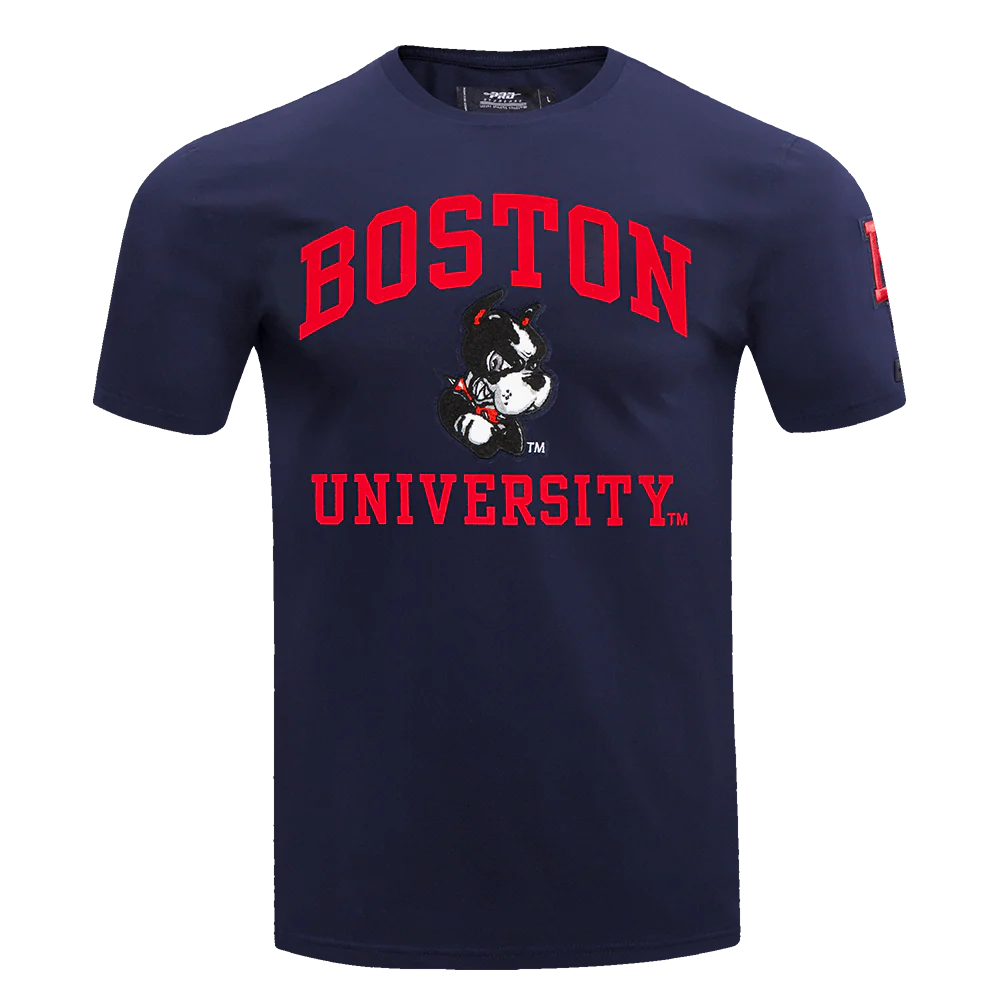 BOSTON UNIVERSITY CLASSIC STACKED LOGO SINGLE JERSEY TEE