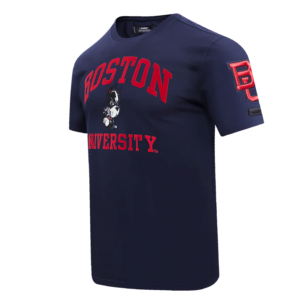 BOSTON UNIVERSITY CLASSIC STACKED LOGO SINGLE JERSEY TEE