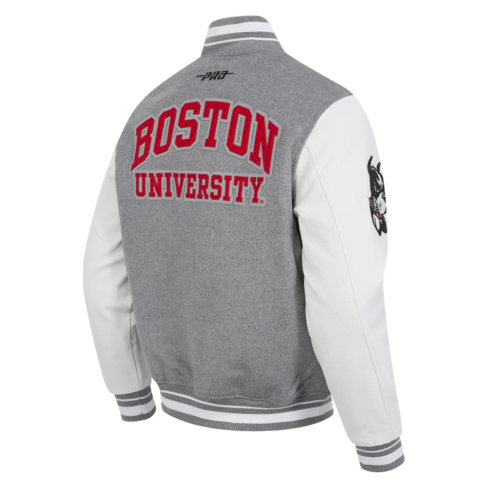 BOSTON UNIVERSITY CLASSIC MEN'S RIB WOOL VARSITY JACKET