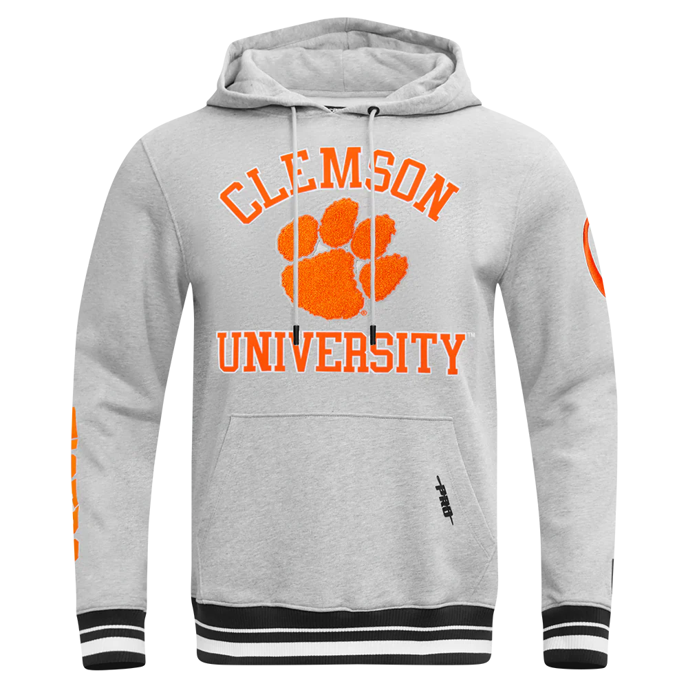 CLEMSON UNIVERSITY CLASSIC MEN'S STACKED LOGO PULLOVER HOODIE