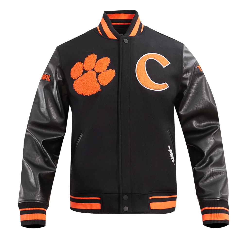 CLEMSON UNIVERSITY CLASSIC RIB WOOL VARSITY JACKET