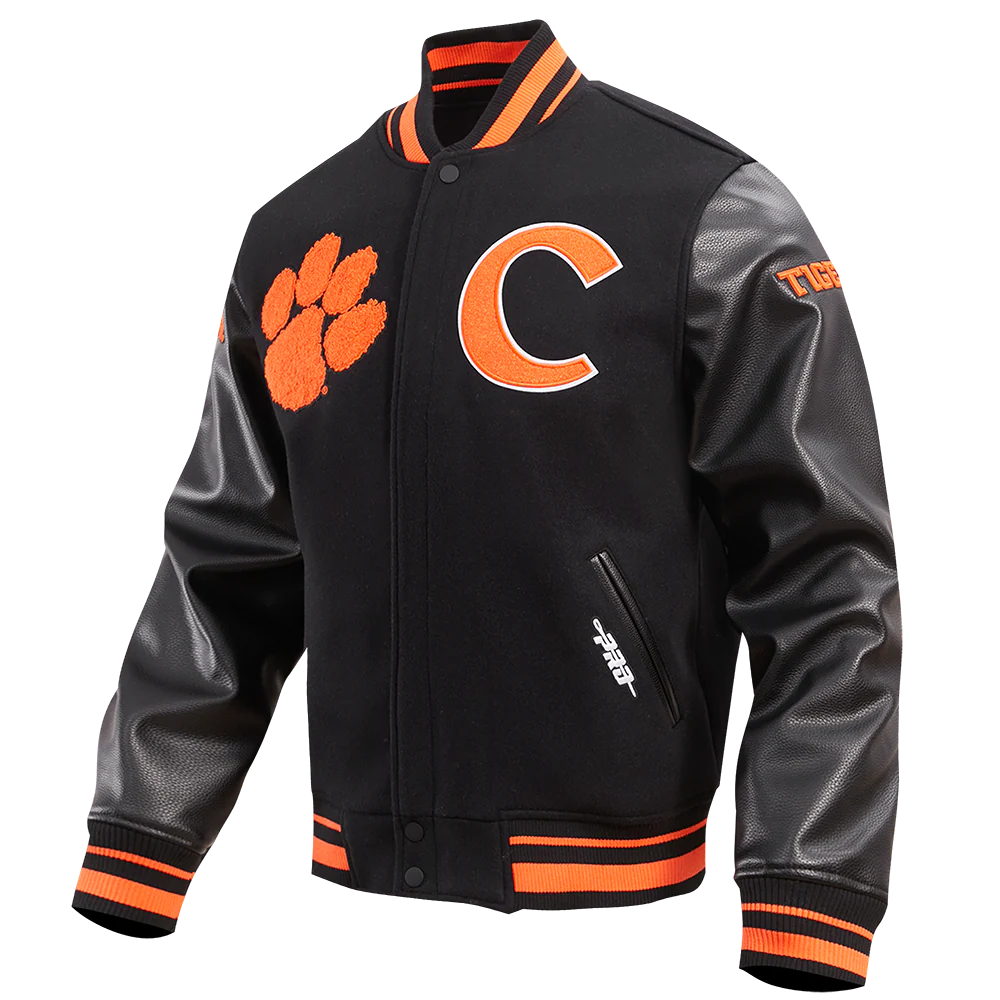 CLEMSON UNIVERSITY CLASSIC RIB WOOL VARSITY JACKET