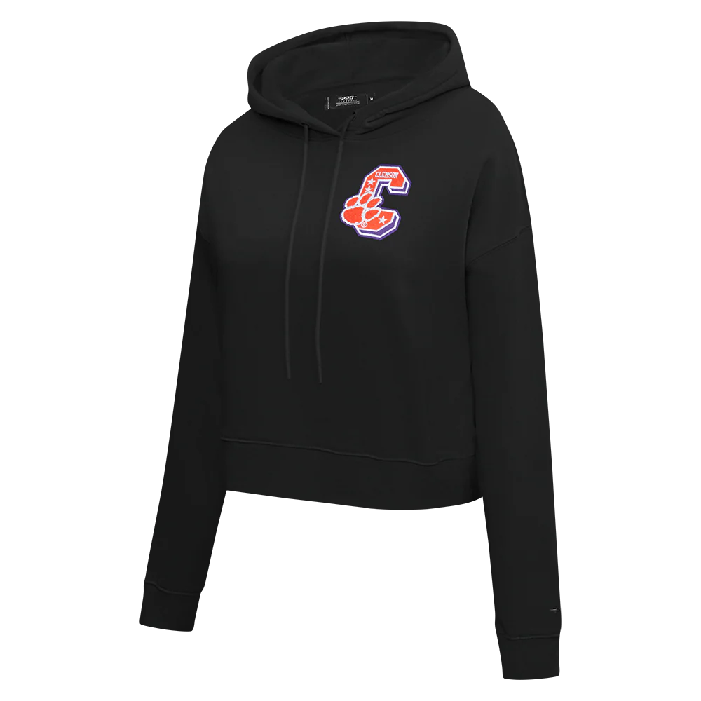 CLEMSON UNIVERSITY CLASSIC FLEECE CROPPED PULLOVER HOODIE
