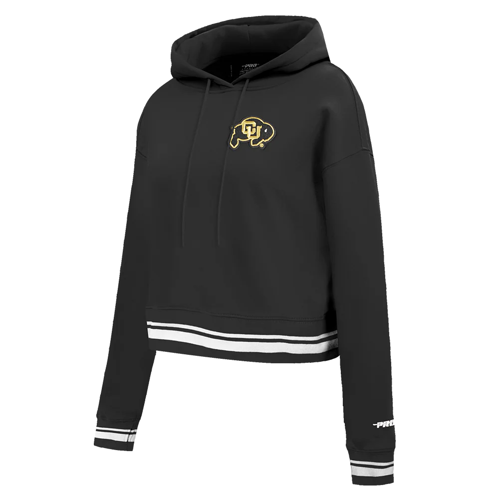 UNIVERSITY OF COLORADO CLASSIC WOMEN'S RIB FLEECE CROPPED PULLOVER HOODIE