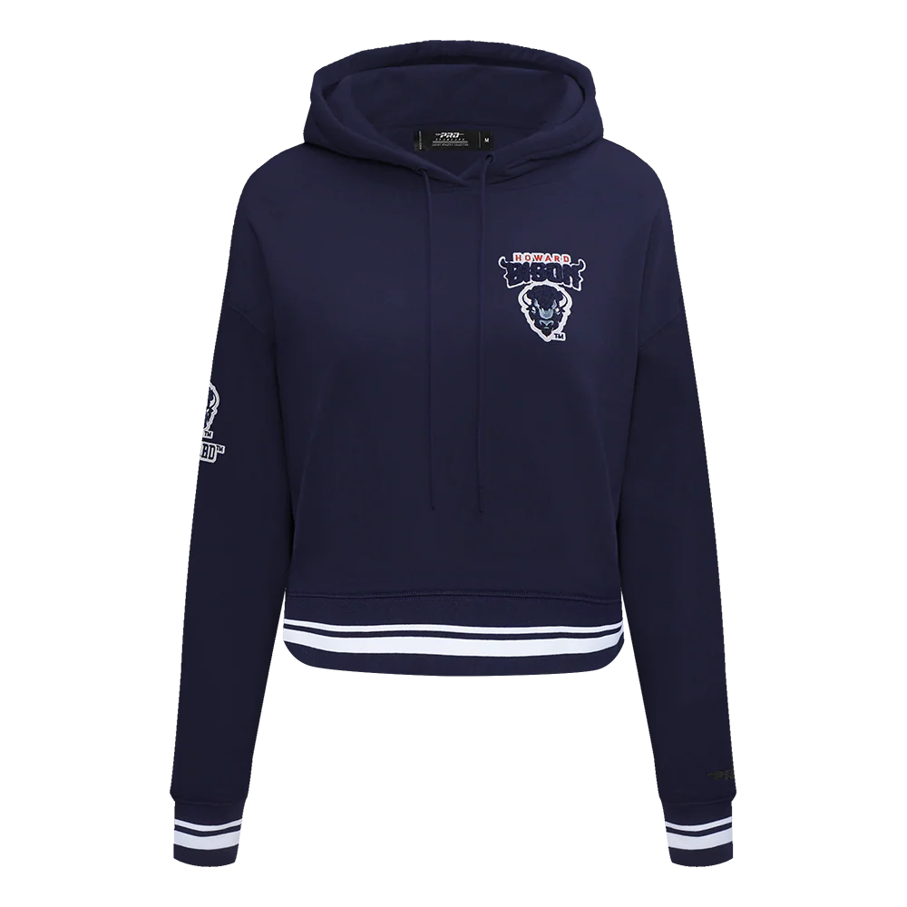 HOWARD UNIVERSITY CLASSIC WOMEN'S RIB CROPPED PULLOVER HOODIE