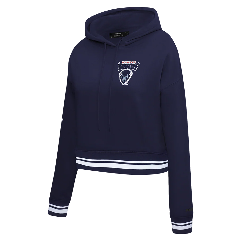 HOWARD UNIVERSITY CLASSIC WOMEN'S RIB CROPPED PULLOVER HOODIE