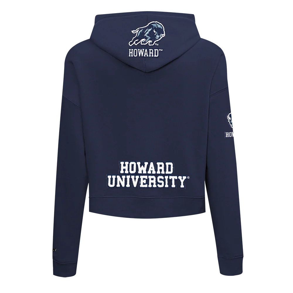 HOWARD UNIVERSITY CLASSIC WOMEN'S FLEECE CROPPED PULLOVER HOODIE