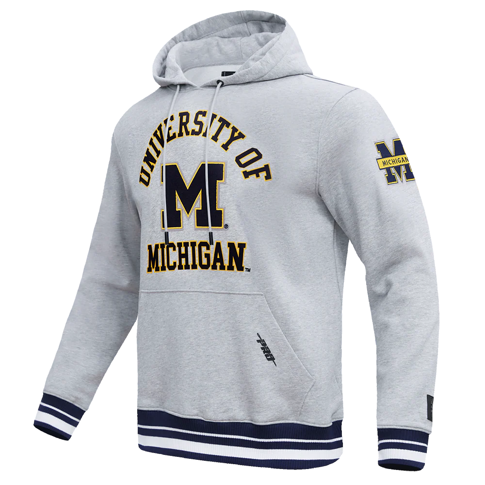 UNIVERSITY OF MICHIGAN CLASSIC MEN'S STACKED LOGO PULLOVER HOODIE