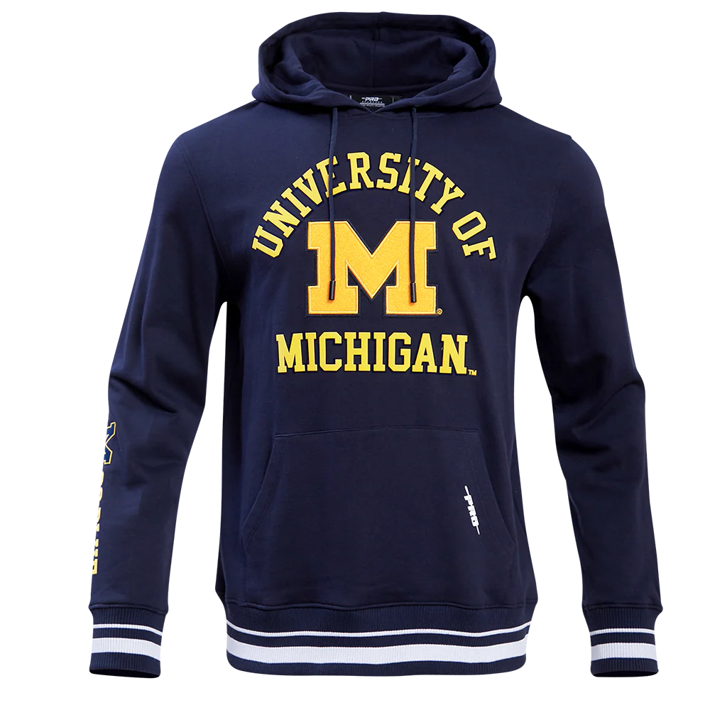 UNIVERSITY OF MICHIGAN CLASSIC MEN'S STACKED LOGO PULLOVER HOODIE