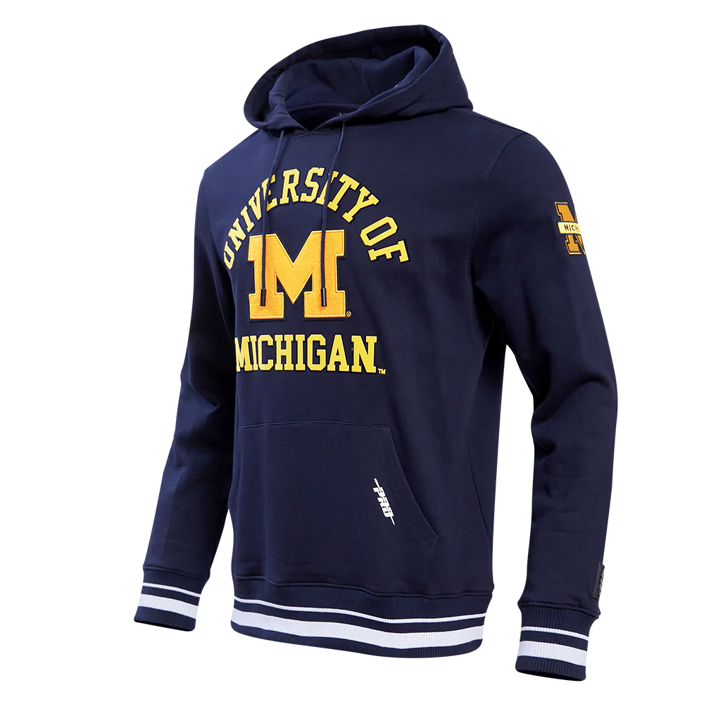 UNIVERSITY OF MICHIGAN CLASSIC MEN'S STACKED LOGO PULLOVER HOODIE