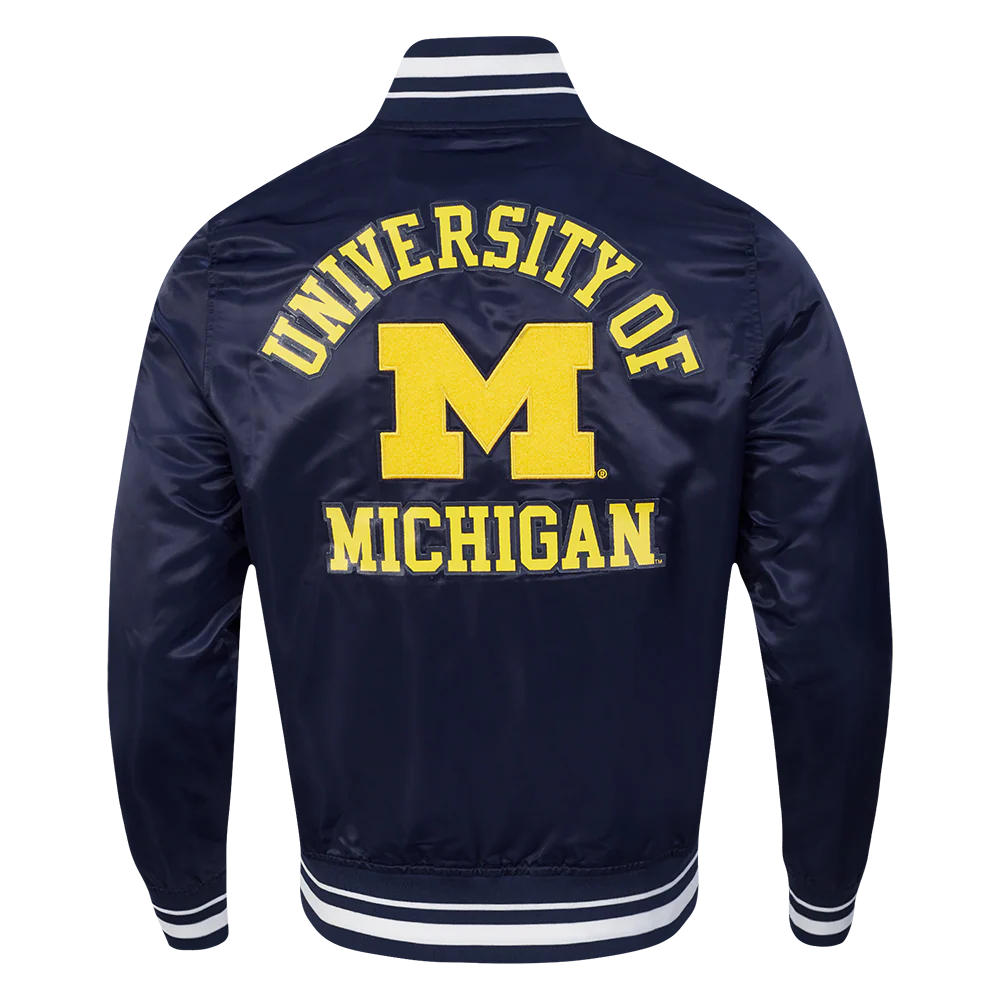 UNIVERSITY OF MICHIGAN CLASSIC MEN'S RIB SATIN JACKET