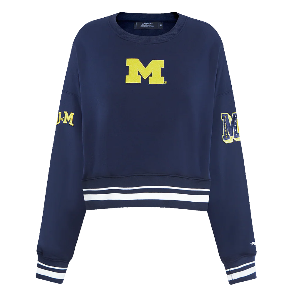 UNIVERSITY OF MICHIGAN CLASSIC WOMEN'S RIB FLEECE CREWNECK