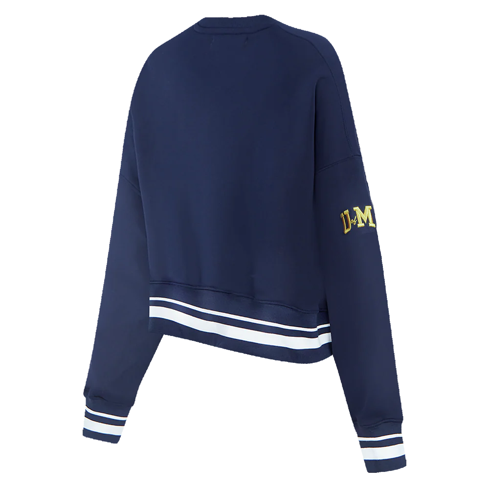 UNIVERSITY OF MICHIGAN CLASSIC WOMEN'S RIB FLEECE CREWNECK