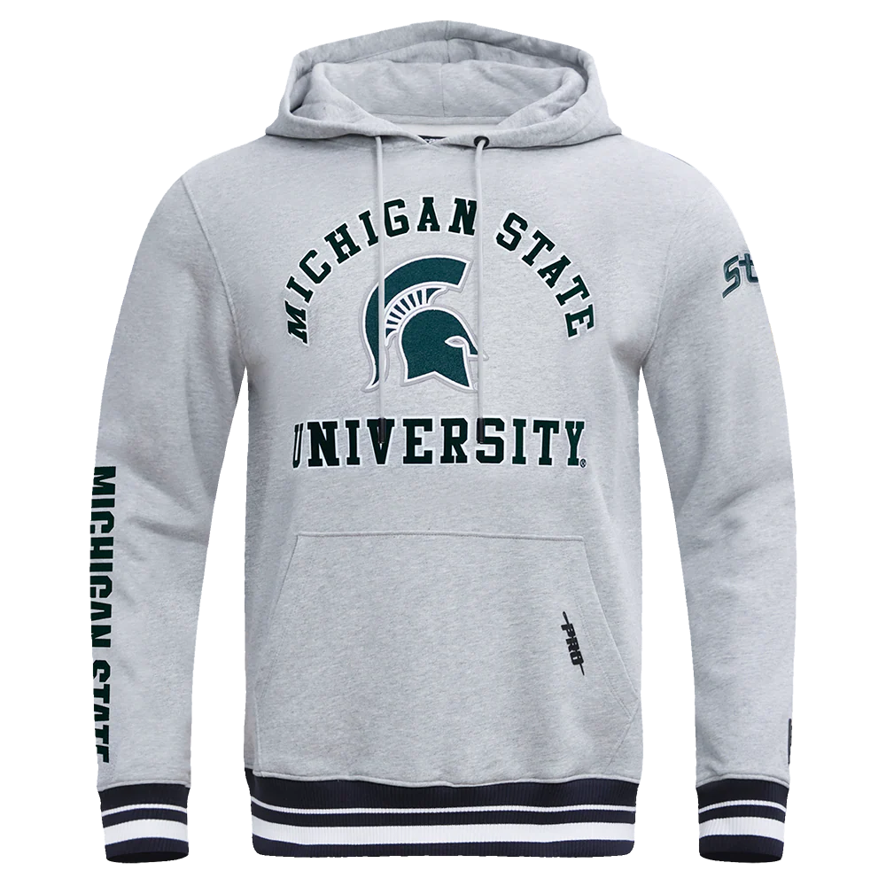 MICHIGAN STATE UNIVERSITY CLASSIC MEN'S STACKED LOGO PULLOVER HOODIE
