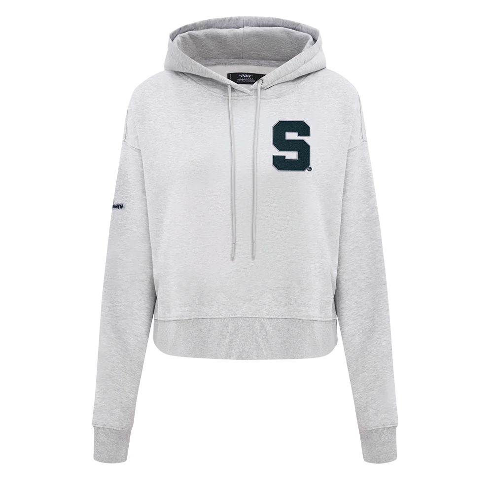MICHIGAN STATE UNIVERSITY CLASSIC FLEECE CROPPED PULLOVER HOODIE
