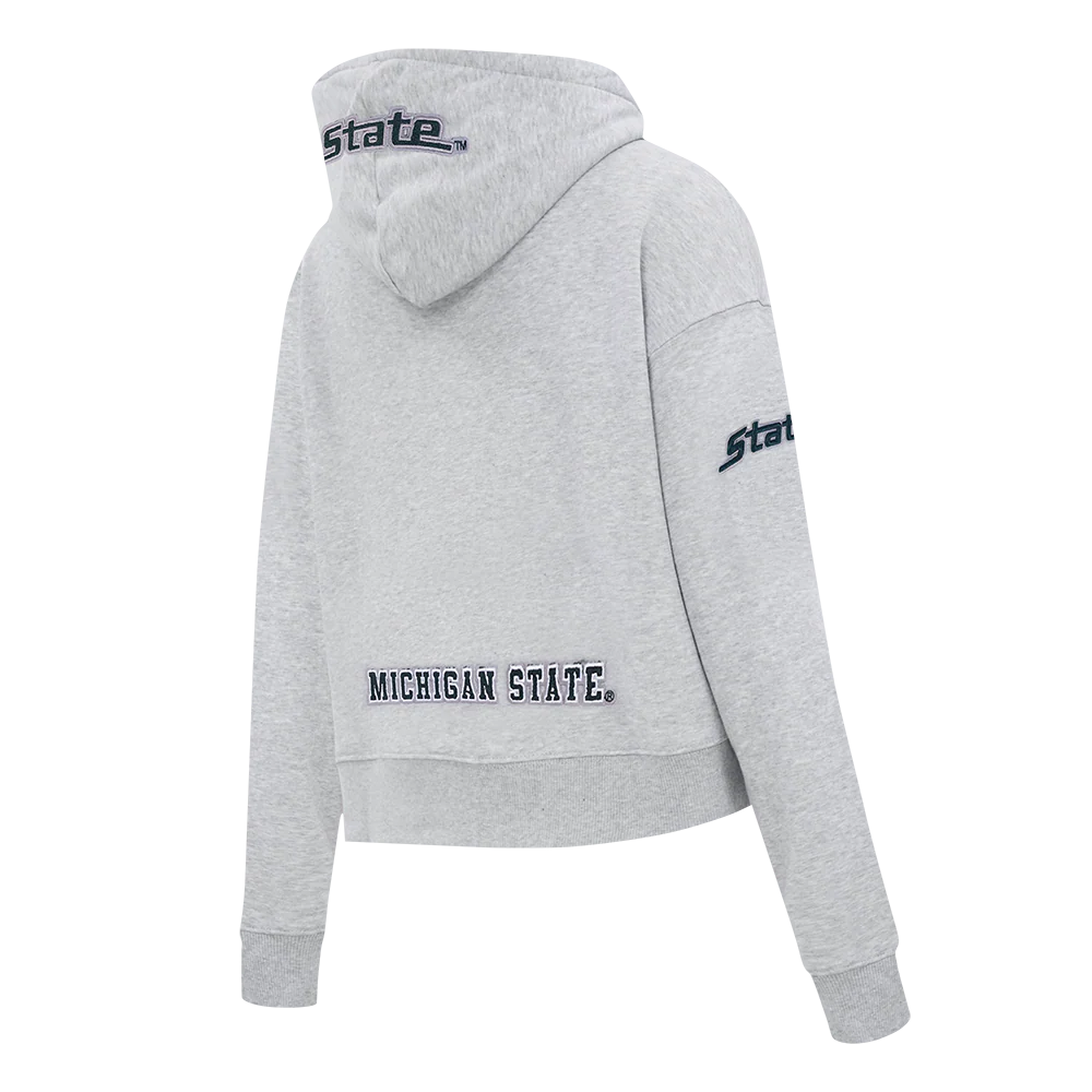 MICHIGAN STATE UNIVERSITY CLASSIC FLEECE CROPPED PULLOVER HOODIE