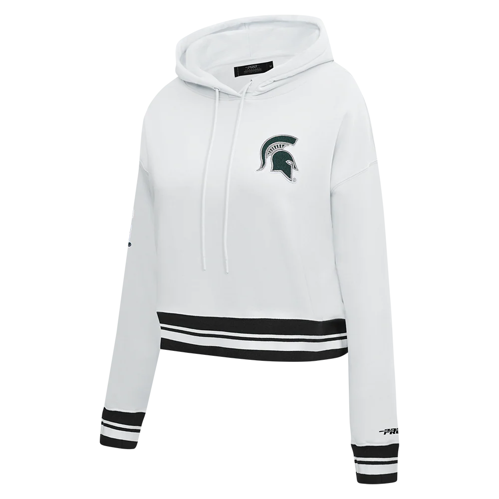 COLLEGE MICHIGAN STATE UNIVERSITY CLASSIC WOMEN'S FLC RIB CROPPED PO HOODIE