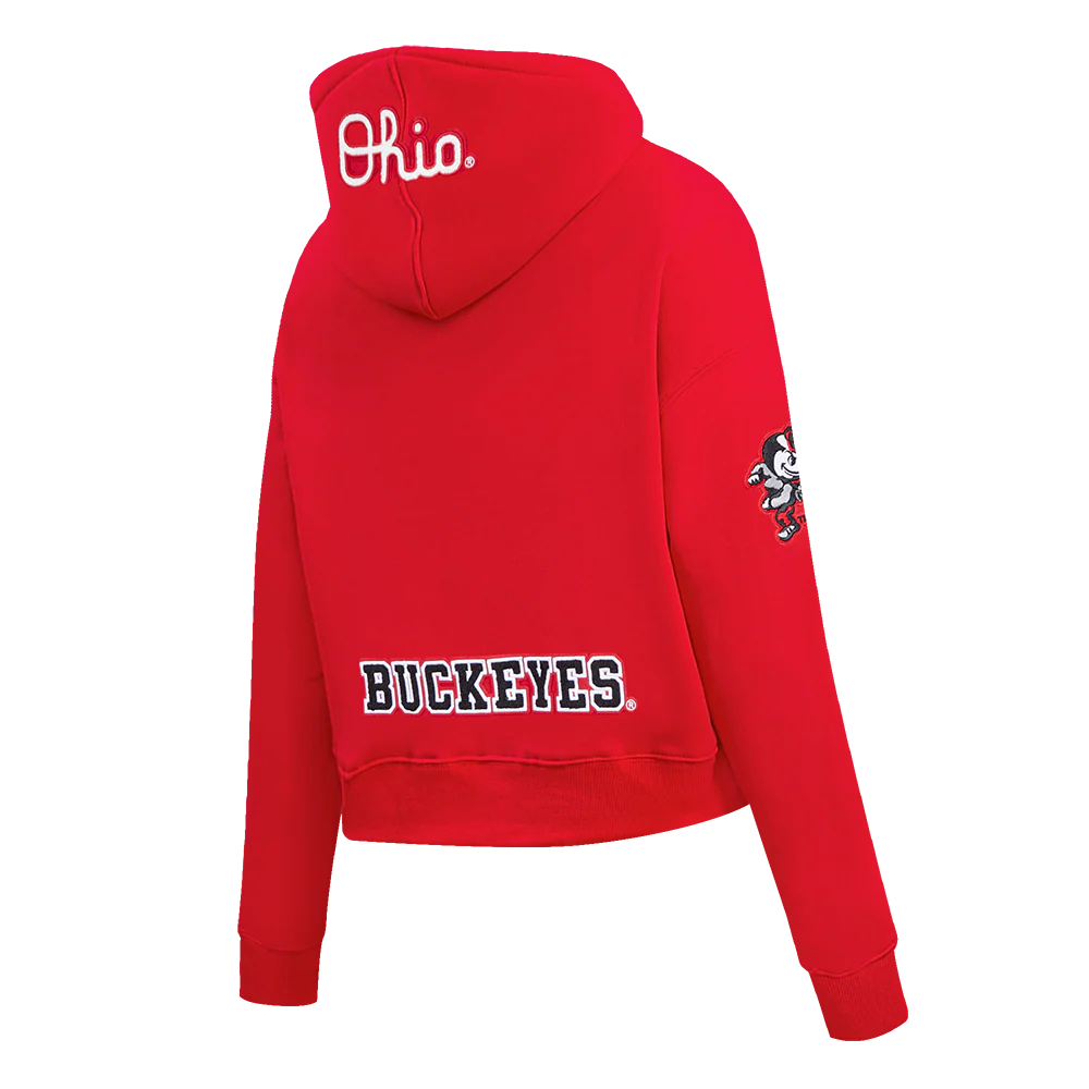 OHIO STATE UNIVERSITY CLASSIC WOMEN'S FLEECE CROPPED PULLOVER HOODIE