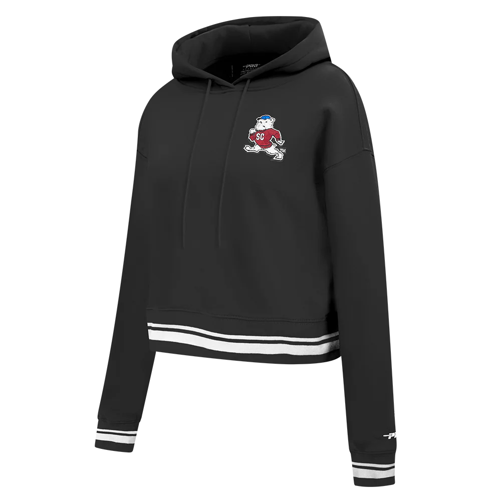 SOUTH CAROLINA STATE UNIVERSITY CLASSIC RIB FLEECE CROPPED PULLOVER HOODIE