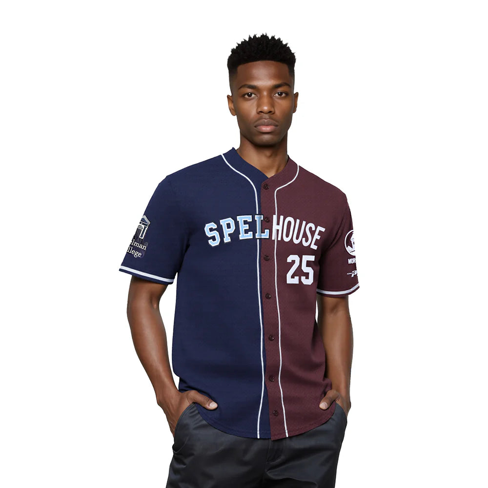 COLLEGE SPELHOUSE HOMECOMING MEN'S SPLIT MESH BUTTON DOWN SHIRT