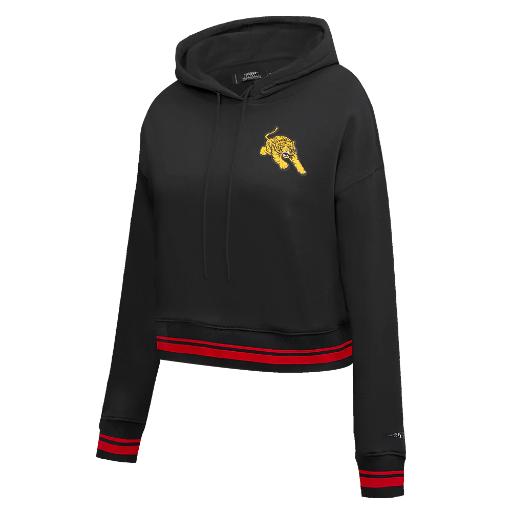 TUSKEGEE UNIVERSITY CLASSIC WOMEN'S RIB FLEECE CROPPED PULLOVER HOODIE