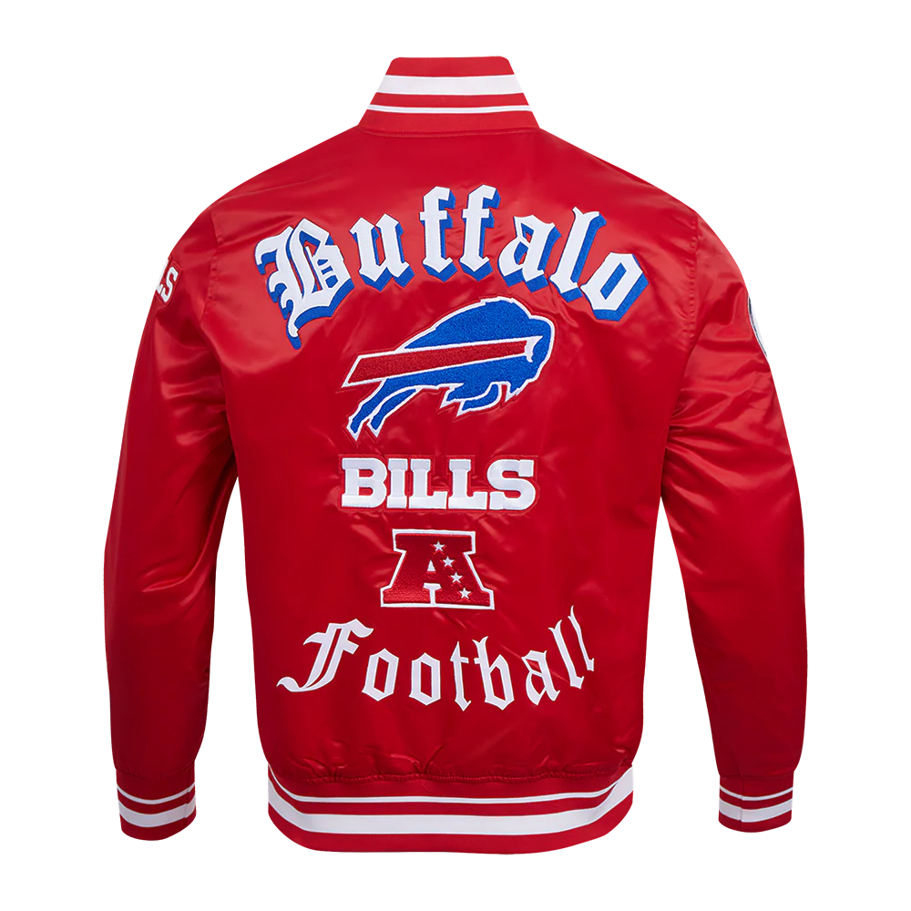 NFL BUFFALO BILLS OLD ENGLISH MEN'S RIB SATIN JACKET