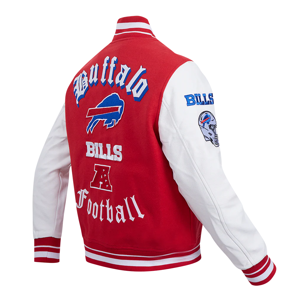 NFL BUFFALO BILLS OLD ENGLISH MEN'S RIB WOOL VARSITY JACKET